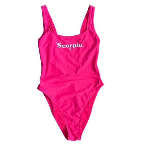 Aerie Astrology Scorpio Babewatch Cheekiest Pink One Piece Swimsuit Size Small - Picture 3 of 7